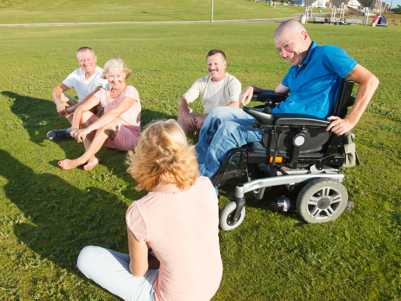 family with member in wheelchair